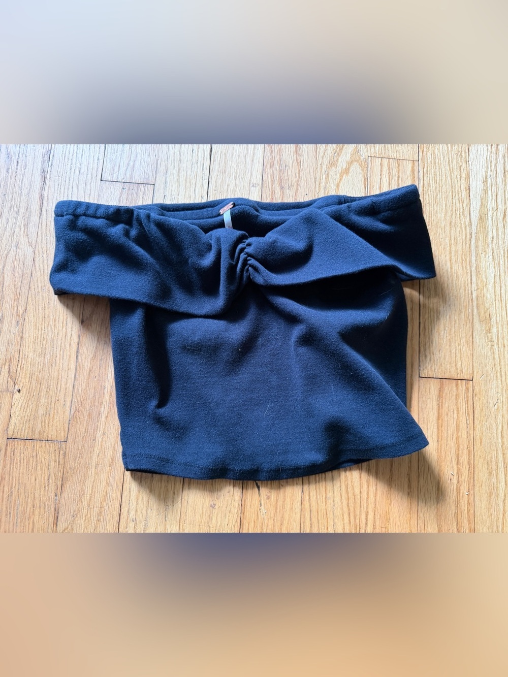 Black Twist-Front Women’s cropped free people off shoulder shirt